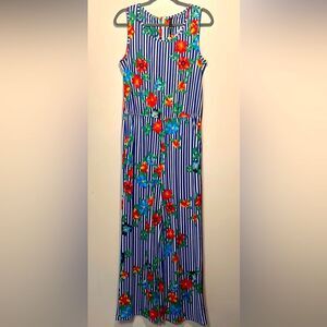 Me 2 Magic- Colorful Striped Floral Sleeveless Wide Leg Jumpsuit- Size Large